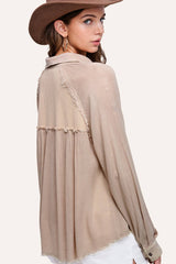 Soft Washed Button Down Waffle Textured Gauze Shirts