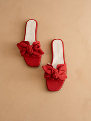 The Ginny | Cherry Textured Bow Slide