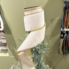 Velvet Metallic Dupion Fused with tinsel edge