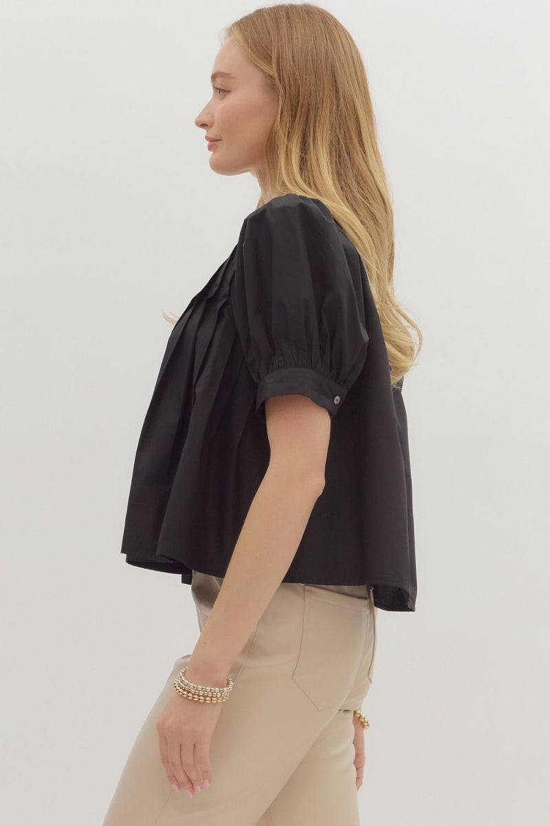 Black pleated top