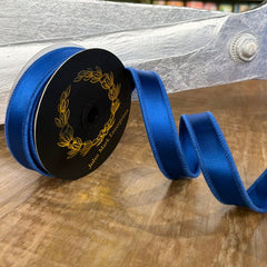Satin double infused blue ribbon 1.5X10yds