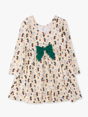 Girls Mallard Marsh Duck Knit Long Sleeve Twirl Dress