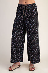 Floral Print mineral washed drawstring pant