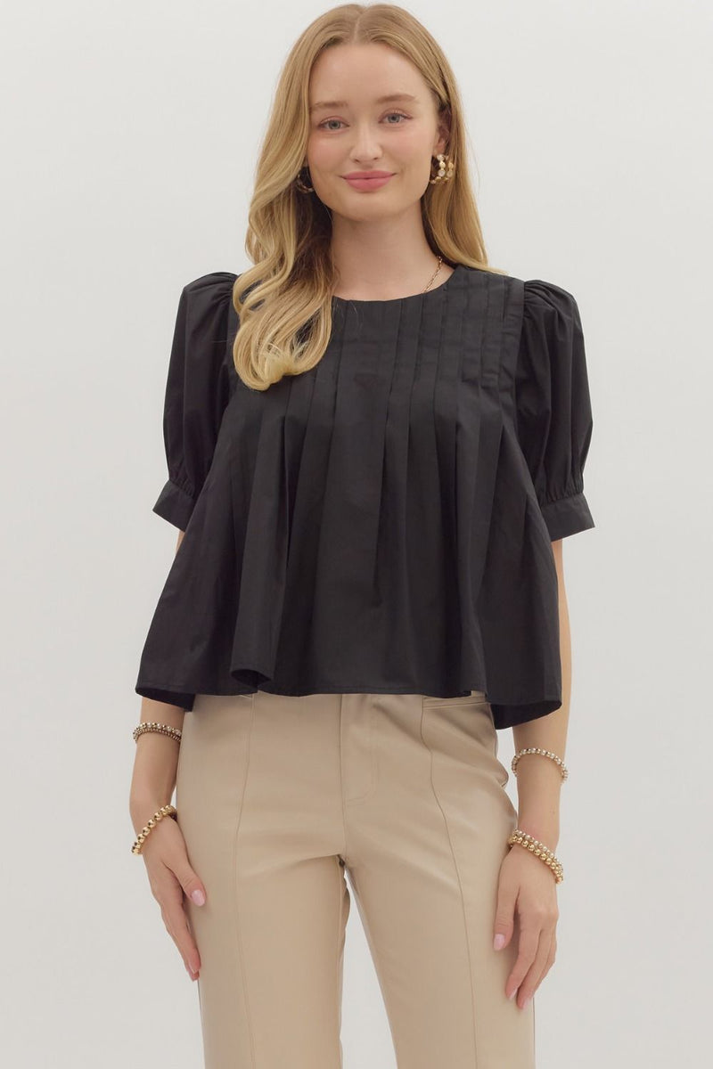 Black pleated top