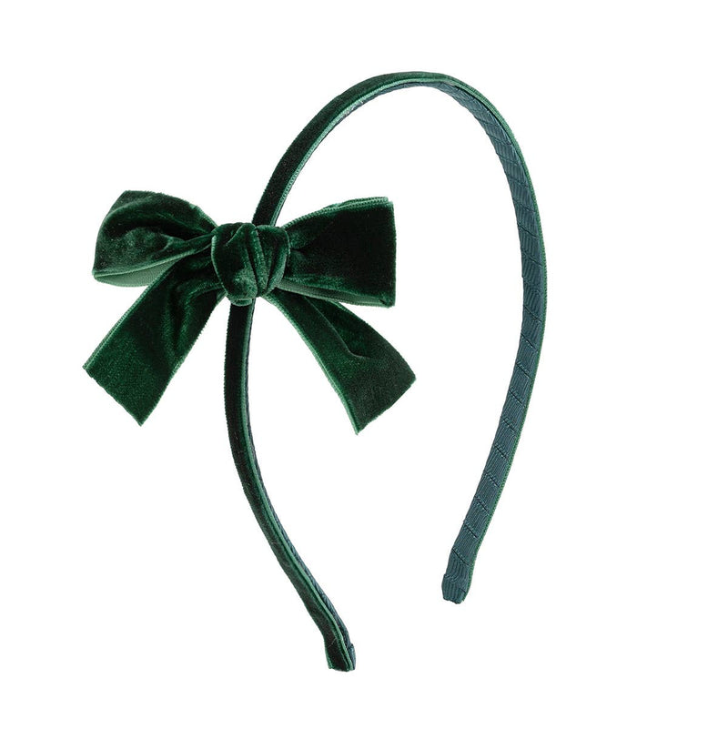 Emerald Green Velvet Bow Christmas Headband - Hair Bows