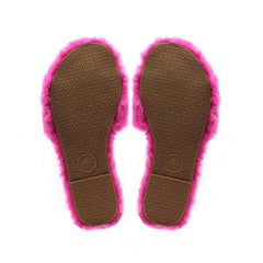 AVERIE - HOT PINK Faux Fur Slide : Hot Pink