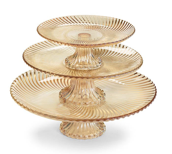 Gold glass cake pedestal