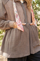 Mineral Washed Slouchy Lounge Zip Up Jacket