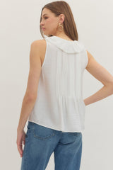 Ruffled button down SS sleeve