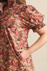 Floral brick color dress