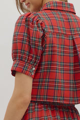 Plaid 2 piece skirt set