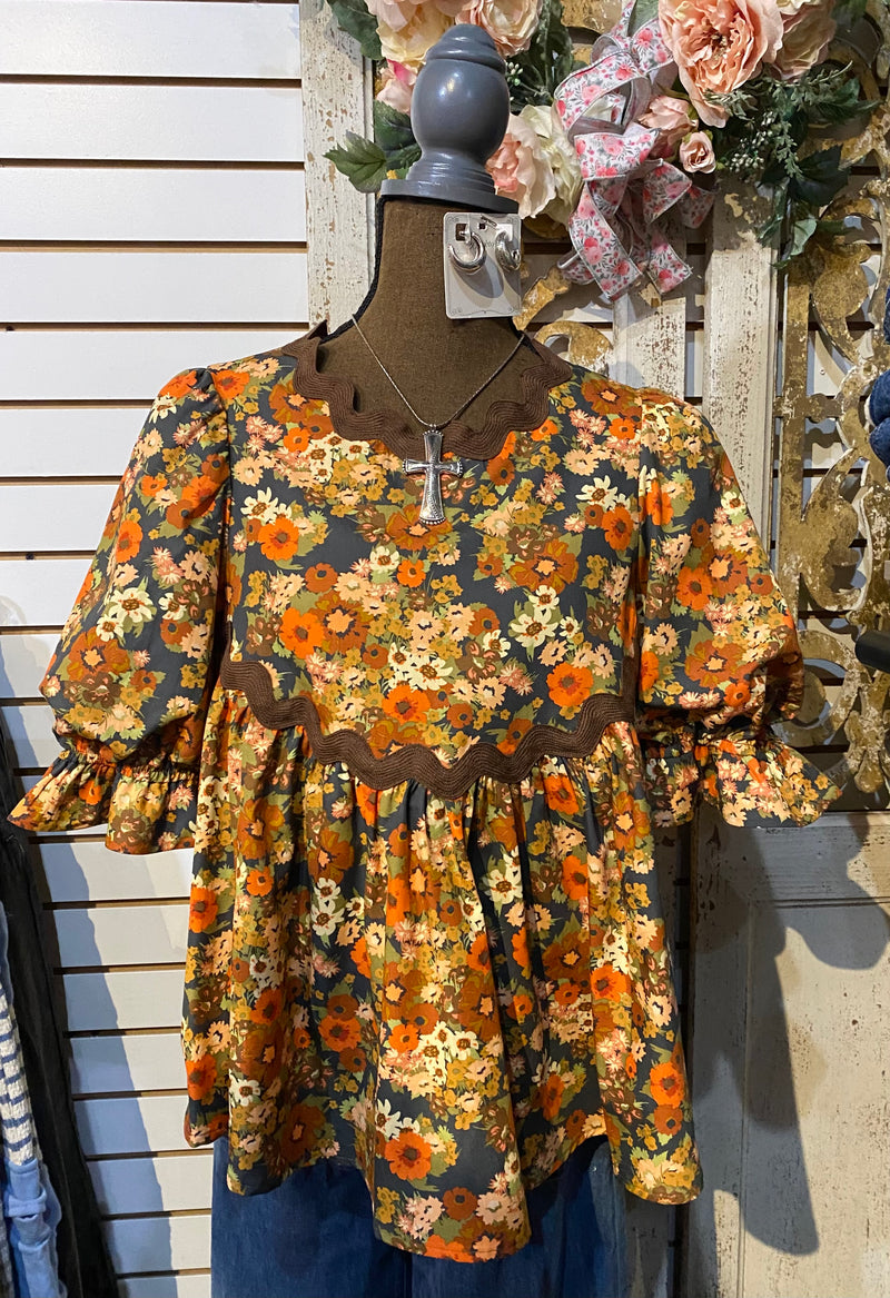 Floral Ric Rac Top
