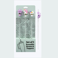 Straw toppers- set of 3