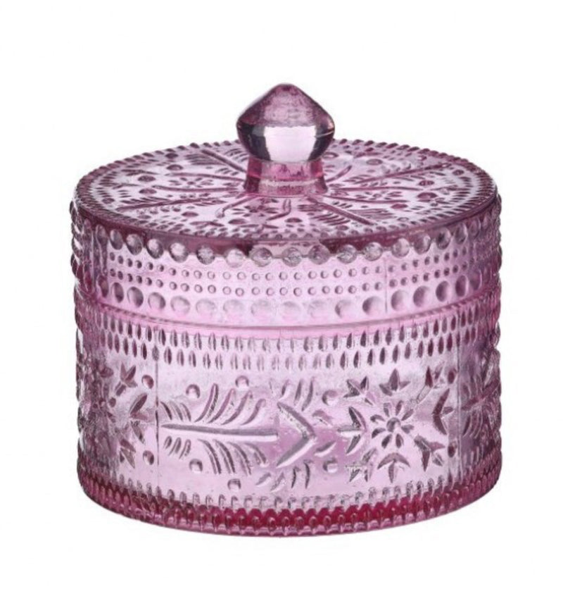 6.5” hobnail glass jar with lid