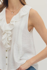 Ruffled button down SS sleeve
