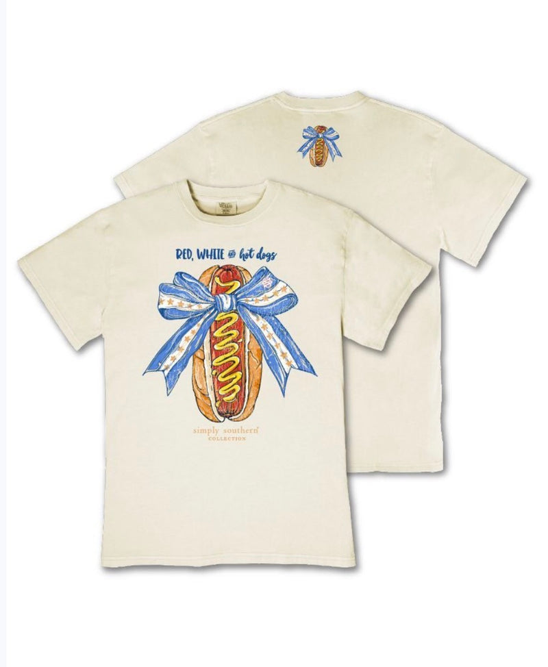 Red white and hotdog tee