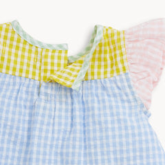 Multi Gingham Flutter sleeve 2 piece set