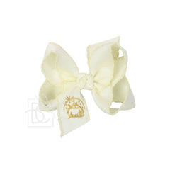 EMBROIDERED NATIVITY CROCHET EDGE BOWS : 4.5" Large