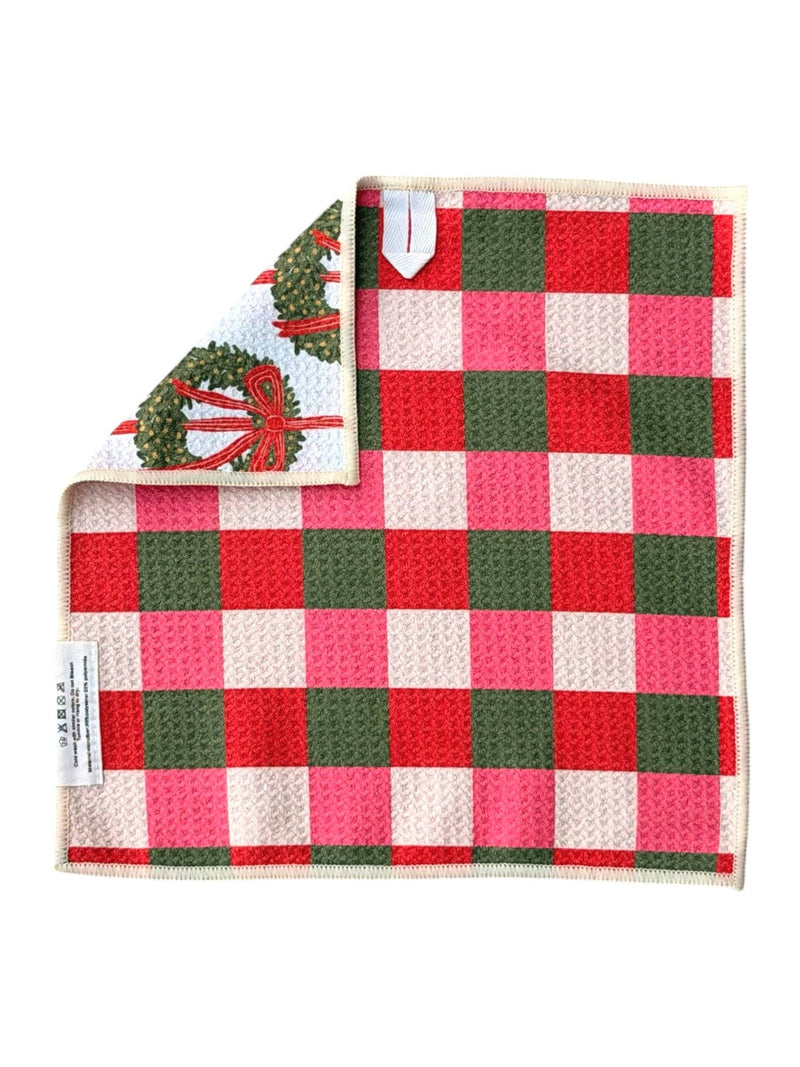 Wrapped in Wreaths: Reversible Washcloth: Cream / Washcloth (12 in x 12 in)