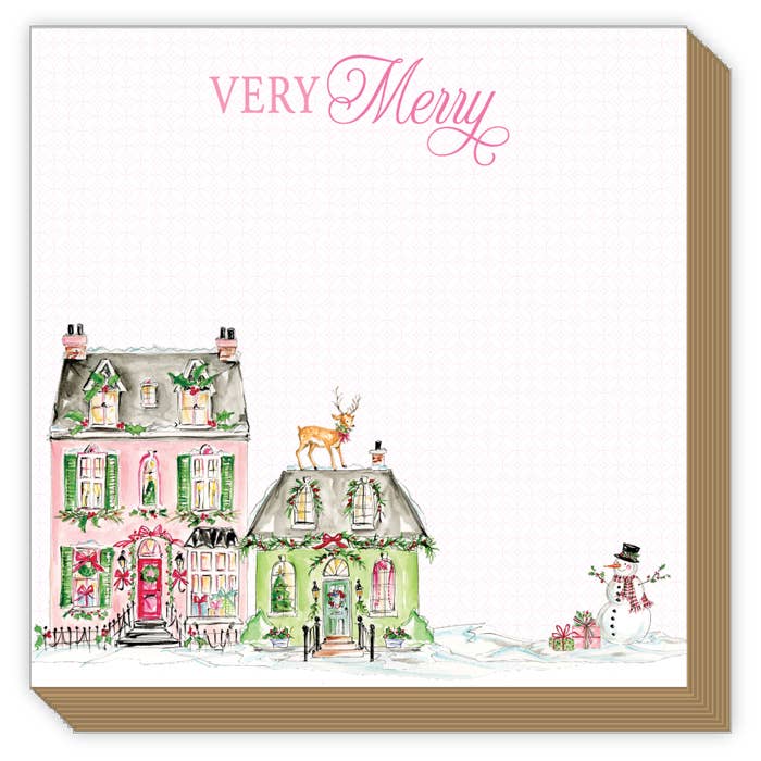 Very Merry Snow Village with Snowman Mini Luxe Notepad