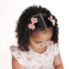 Blush Glitter Bow Clip Set - Hair Accessories For Kids
