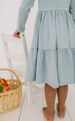 Gwendolyn Ruffle Dress in Dusty Blue | Girls fall Dress