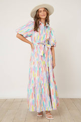 Poplin Puff Sleeve Maxi Shirt Dress