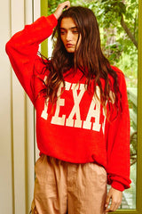 Texas Comfy Graphic French Terry Sweatshirt: RED