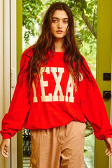 Texas Comfy Graphic French Terry Sweatshirt: RED