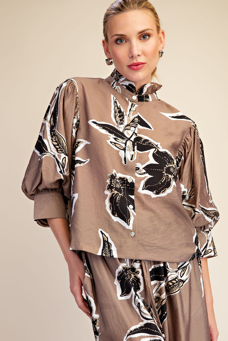 Taupe floral 2 piece set