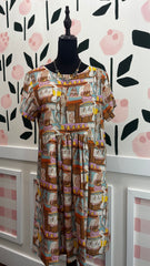 Blue linen blend easy dress