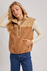 SHERPA CONTRAST HIGH STAND COLLAR VEST