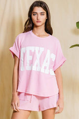 'TEXAS' Comfy Oversize Graphic Sweatshirt Top