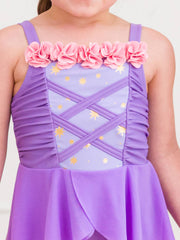 Girls Tower Princess Dress-Up Skirted One Piece with 3D Flowers