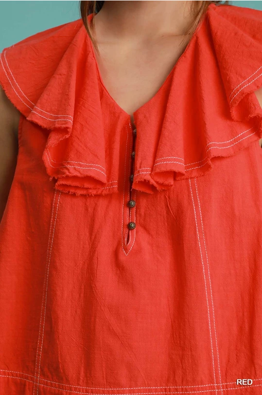 Red thick stitch sleeveless top