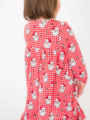 SoftSnooze™ Girls Red Dear Santa Long Sleeve Ruffle Pajama Night Gown