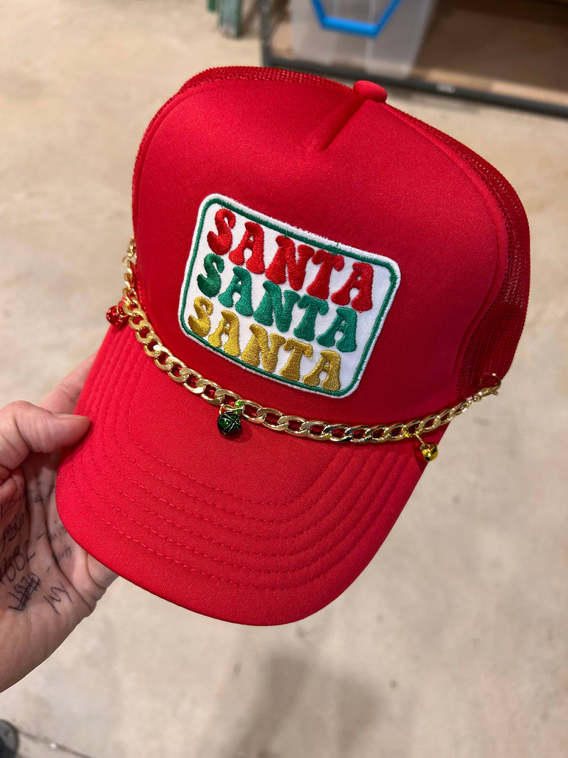Santa Patch Trucker Hat: Red Foam (CHAIN NOT INCLUDED)