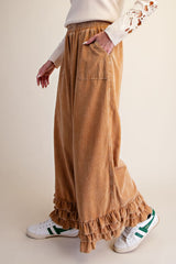 Ruffle bottom Mineral washed pants
