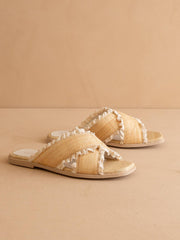 The Allie | Natural Lace Trim Cross Slide