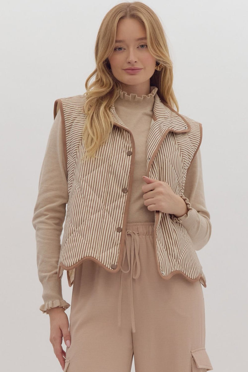 Quilted striped vest