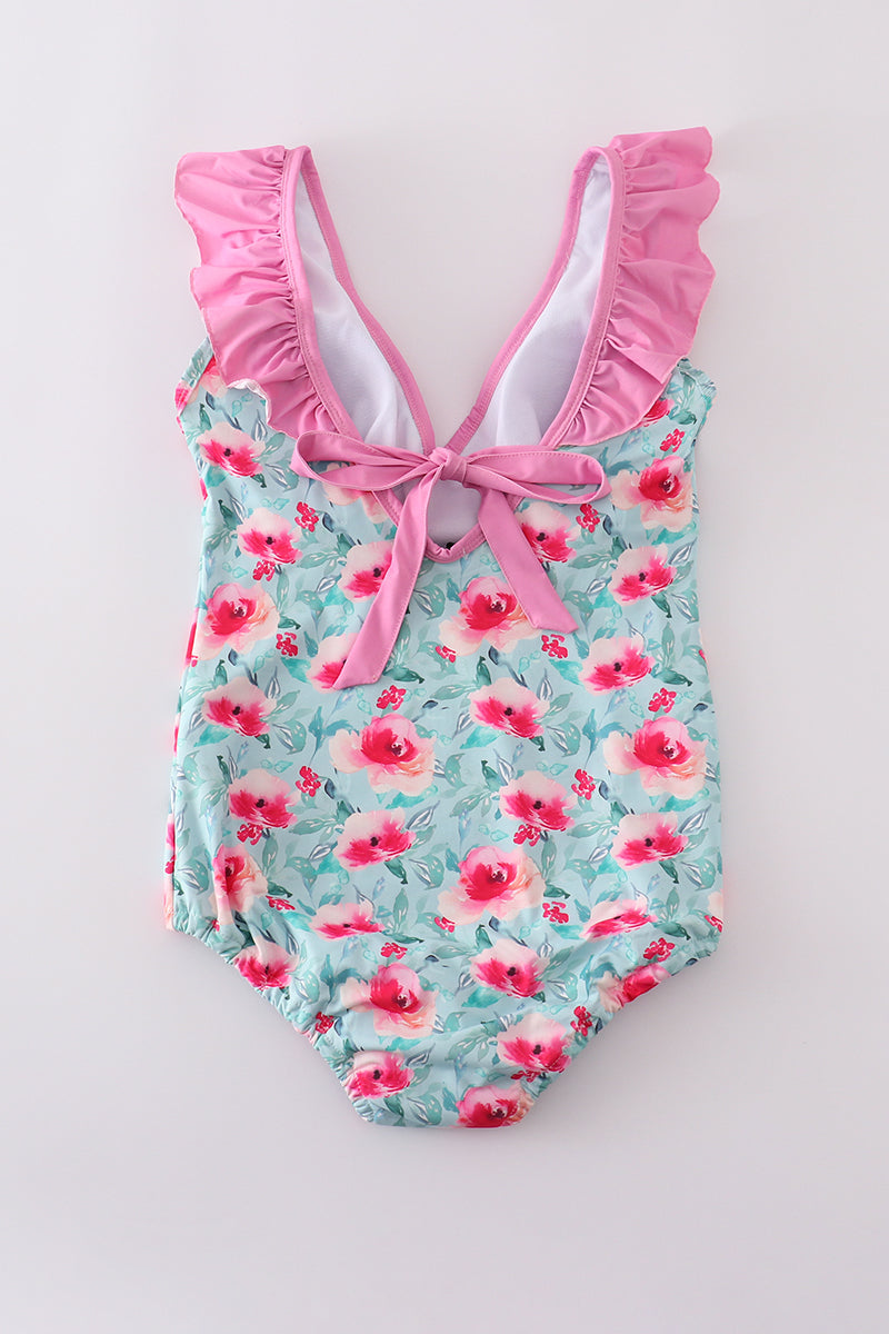 Mom pink rose swimsuit