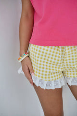 Yellow Denim Gigham shorts