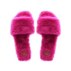 AVERIE - HOT PINK Faux Fur Slide : Hot Pink