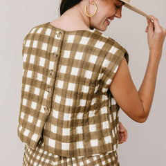 Painted Gingham Quilted Greta Top