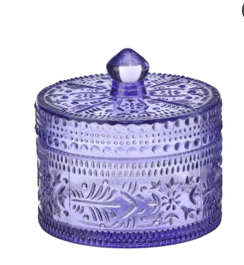 6.5” hobnail glass jar with lid