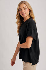 CREW NECK KNIT T-SHIRT: Black