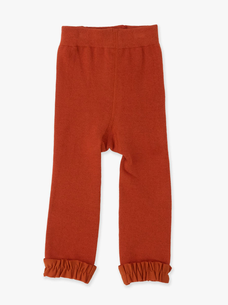 Girls Rust Footless Ruffle Tights: Orange