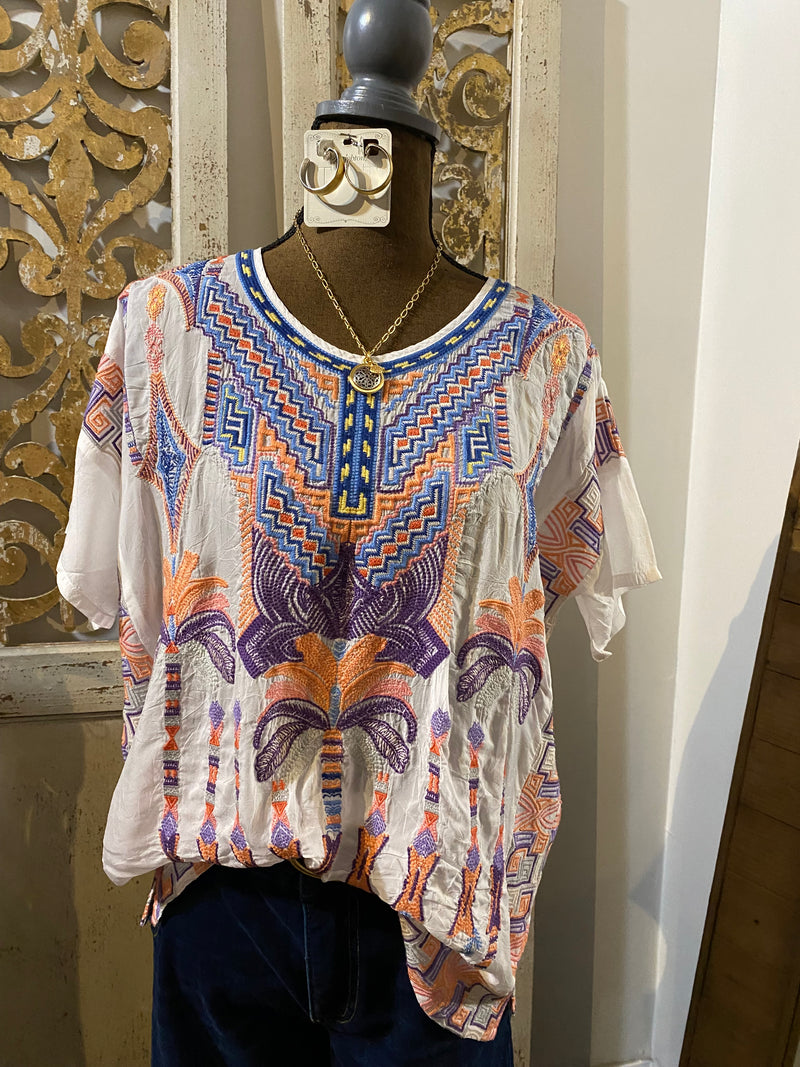 Mariafe Blouse-Palm trees