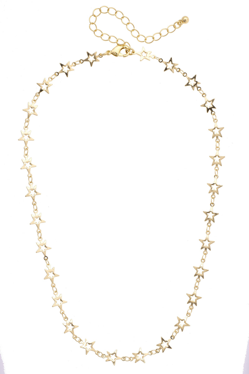 Brooke Star Linked Necklace in Shiny Gold