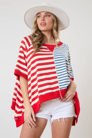 Mixed Stripe Oversized Sweatshirt